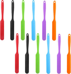 12PCS Silicone Jar Spatulas, Sourdough Stirring Scraper with Long Handle | Thin Jar Scraper for Kitchen, Cake, Cream, Butter, Jam