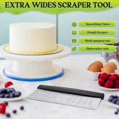 10-Inch Bench Scraper, Stainless Steel Dough Cutter with Scale | Dishwasher Safe, Comfort Grip Handle, Beveled Edge, Conversion Chart, Cake Frosting, Bread Dividing, Pizza Cutting