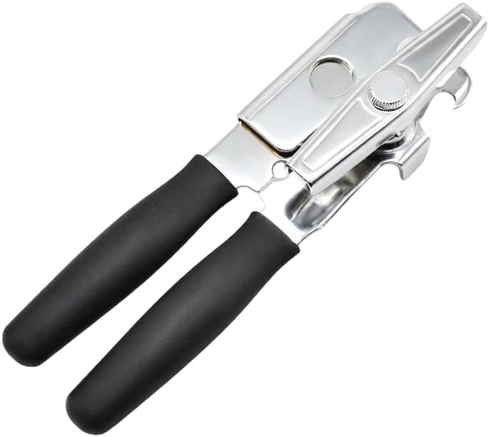 1 Pack Commercial Grade Heavy Duty Manual Can Opener with Easy Crank Oversized Turning Knob, Super Thick 20GA 2.0mm Steel with Chrome Plate Finish, Fit All Size Large Cans