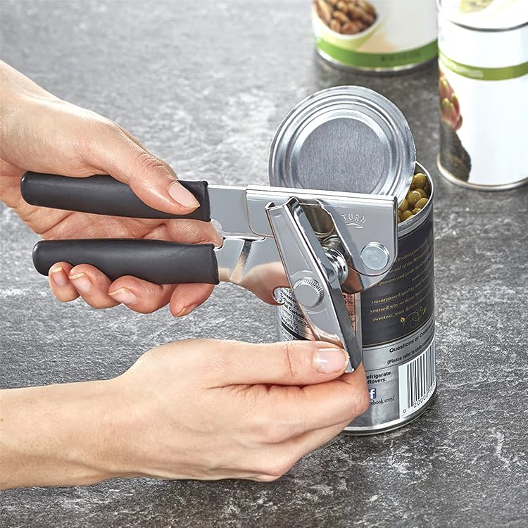 1 Pack Commercial Grade Heavy Duty Manual Can Opener with Easy Crank Oversized Turning Knob, Super Thick 20GA 2.0mm Steel with Chrome Plate Finish, Fit All Size Large Cans