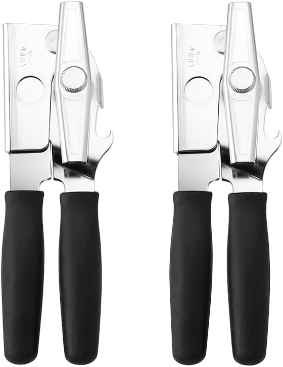 1 Pack Commercial Grade Heavy Duty Manual Can Opener with Easy Crank Oversized Turning Knob, Super Thick 20GA 2.0mm Steel with Chrome Plate Finish, Fit All Size Large Cans