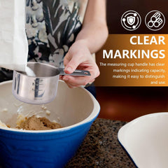 1 Cup 240 ML 8 OZ Stainless Steel Measuring Cups Set, Wet Dry Food Measuring Cups Portion Control, Metal Dog Food Scoop for Cooking Utensils Kitchen Home Baking Essentials (1Pcs)