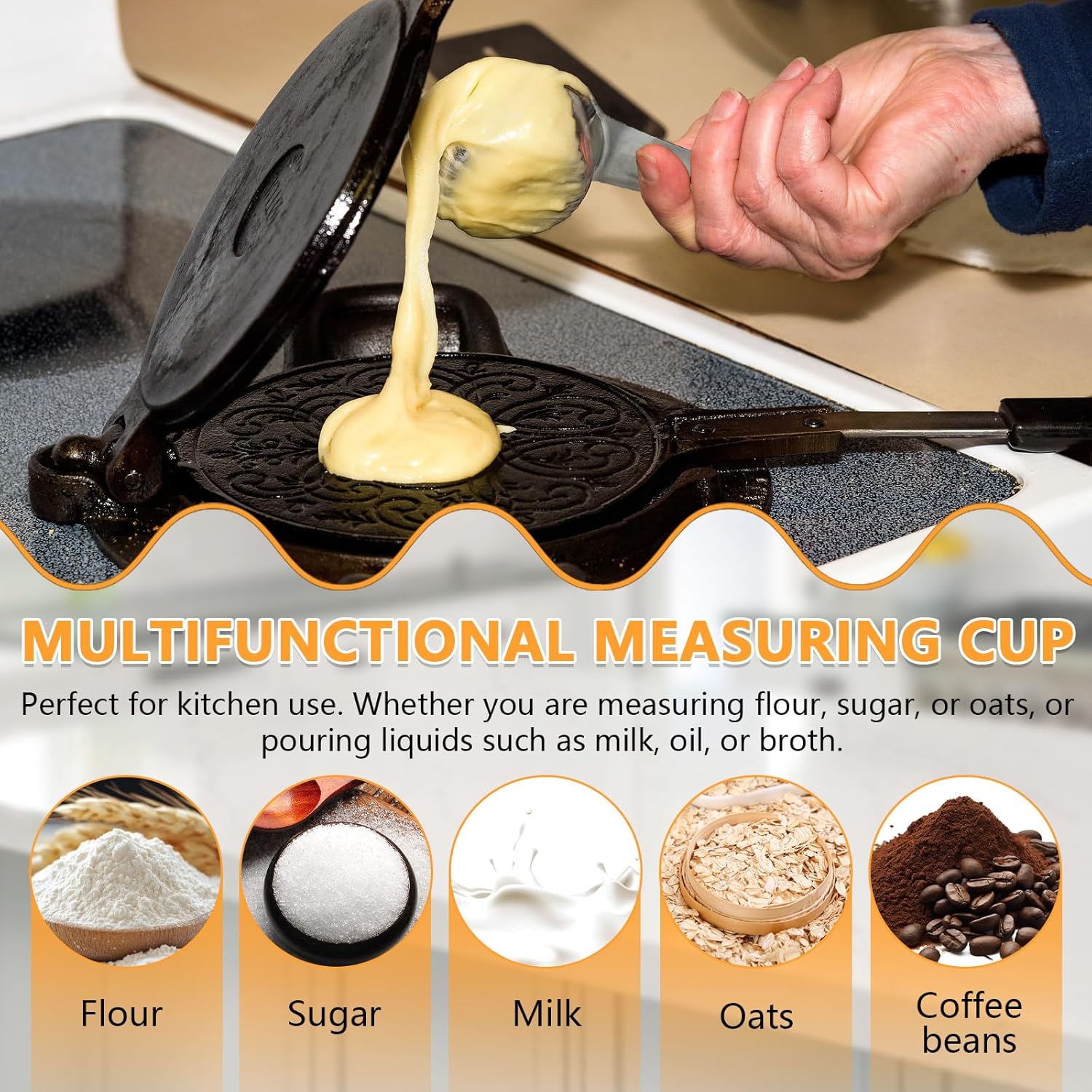 1 Cup 240 ML 8 OZ Stainless Steel Measuring Cups Set, Wet Dry Food Measuring Cups Portion Control, Metal Dog Food Scoop for Cooking Utensils Kitchen Home Baking Essentials (1Pcs)