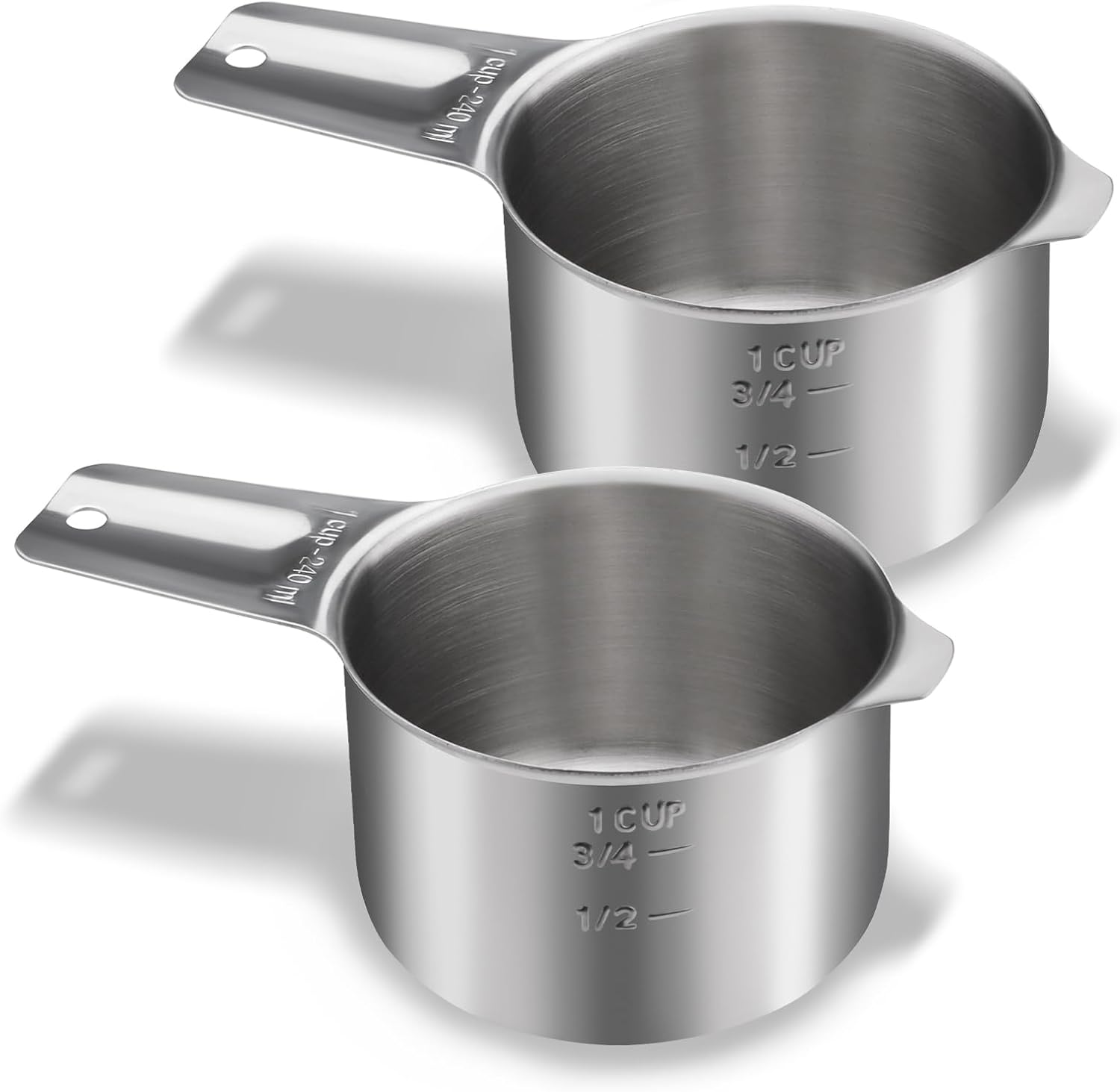 1 Cup 240 ML 8 OZ Stainless Steel Measuring Cups Set, Wet Dry Food Measuring Cups Portion Control, Metal Dog Food Scoop for Cooking Utensils Kitchen Home Baking Essentials (1Pcs)