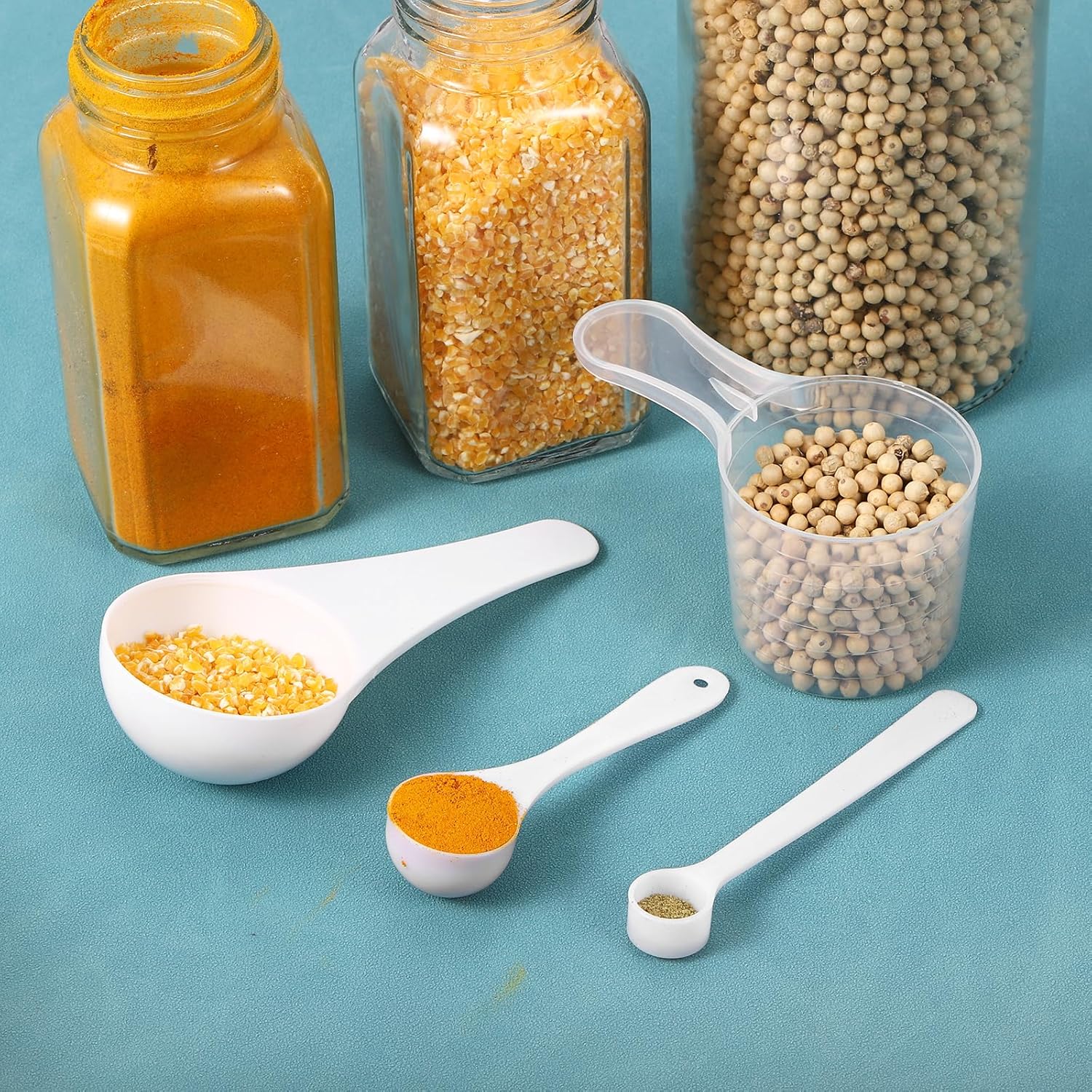 10Pcs Teaspoon Micro Scoops 0.25g Mini Powder Scoops Mini Measuring Spoons for Measuring Cosmetics Powders Coffee, White