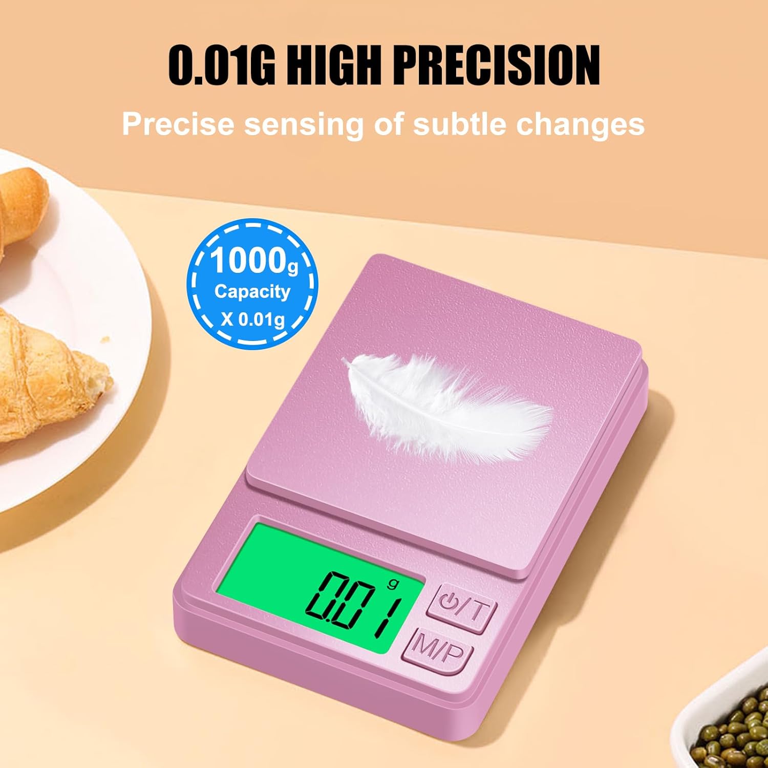 1000g/0.1g Pocket Gram Scale, High Precision Digital Kitchen Scale | LCD Display, 7 Units with Tare Function, Suit for Jewelry, Powder, Ounces, Blue