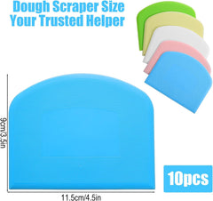 10 Pcs Plastic Bench Scraper for Baking - Bowl Dough Scraper for Bread Cutter - Multifunctional Kitchen food Scrapers Tool with Curved Edge, Cake Baking, Fondant Icing Smoother