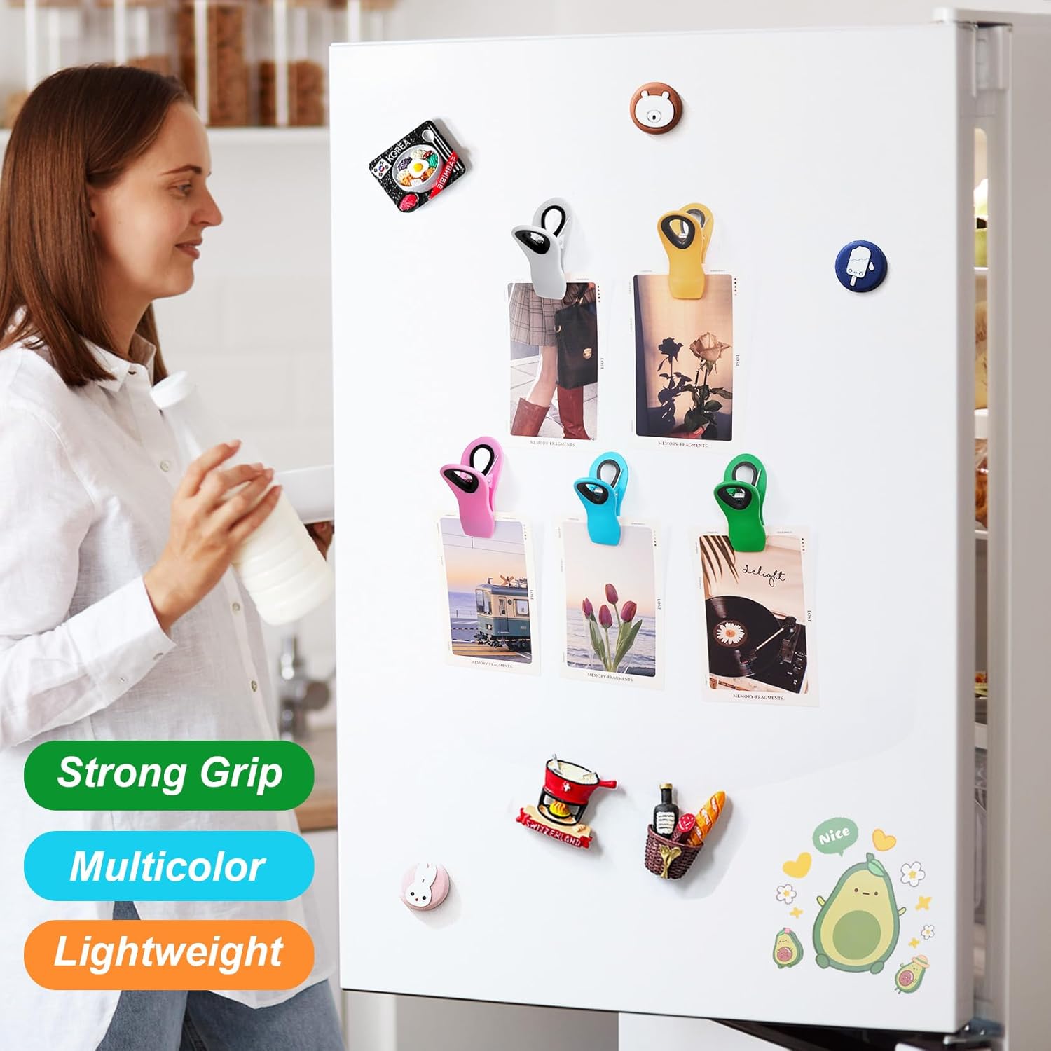 12 Pack Chip Clips Bag Clips, Magnetic Bag Clip for Food Storage | Heavy duty, plastic food clip for chips, snack, kitchen, refrigerator, garden, sewing, fabric, clothes pins