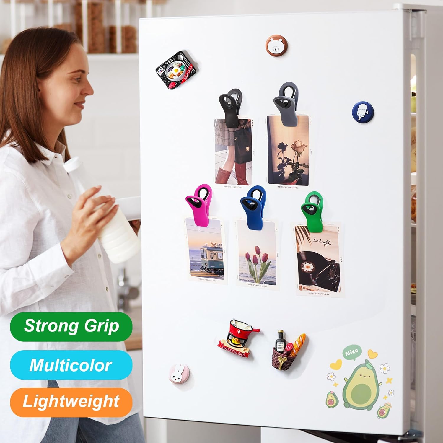 12 Pack Chip Clips Bag Clips, Magnetic Bag Clip for Food Storage | Heavy duty, plastic food clip for chips, snack, kitchen, refrigerator, garden, sewing, fabric, clothes pins