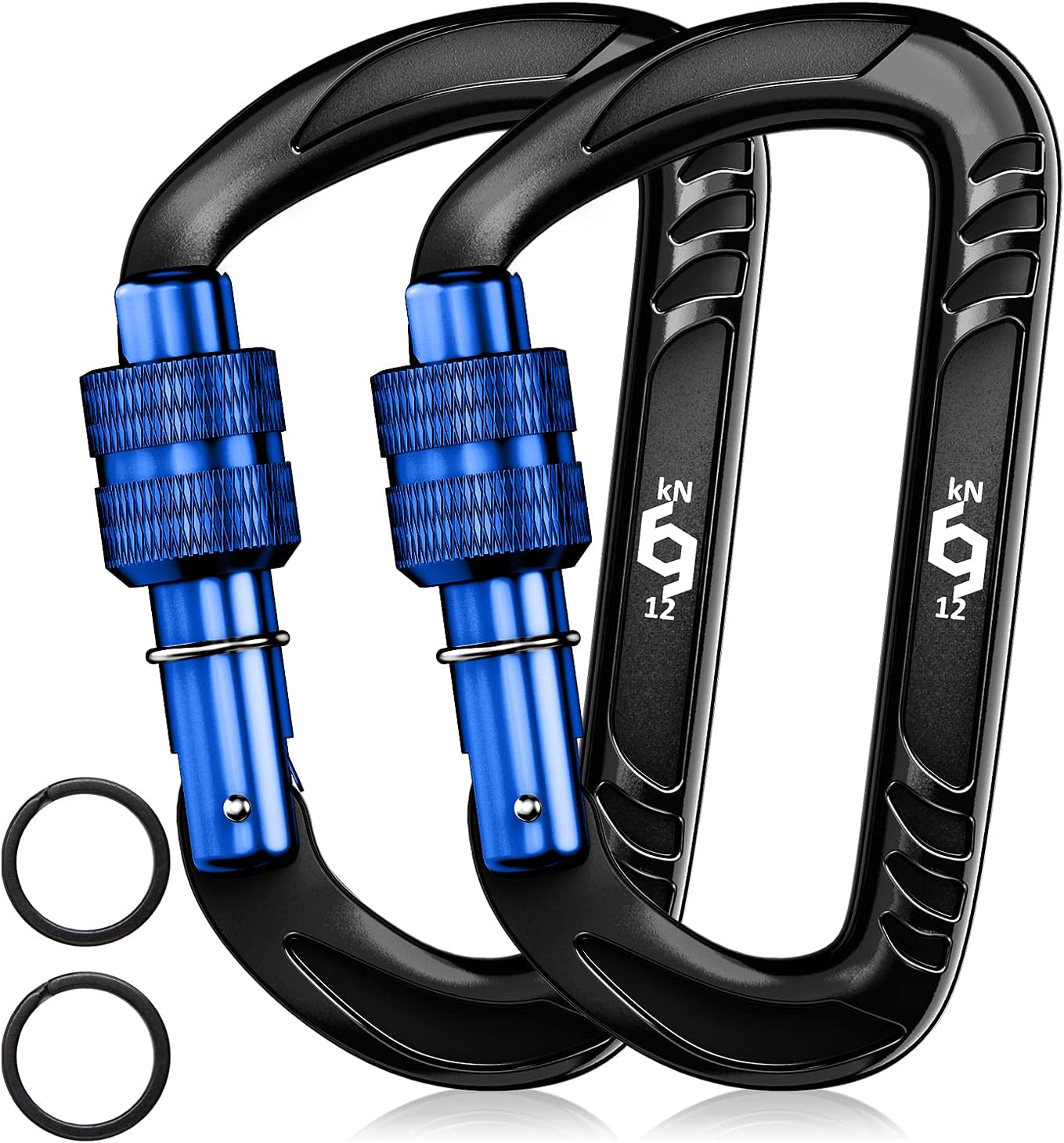 12kN Heavy Duty Carabiner Clips | 2697 lbs Capacity, For Pets, Outdoor, Camping, Hiking, Hammock, Dog Leash Harness, Keychains