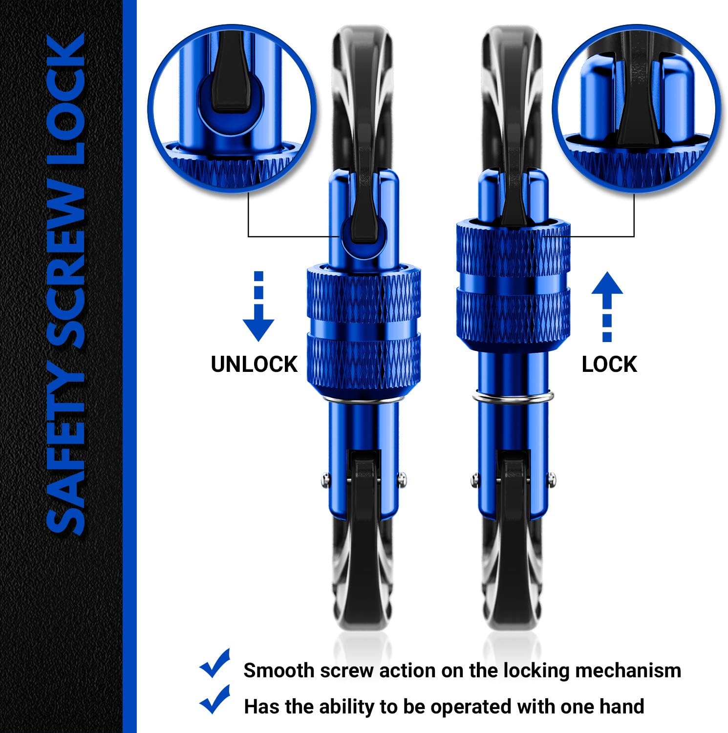 12kN Heavy Duty Carabiner Clips | 2697 lbs Capacity, For Pets, Outdoor, Camping, Hiking, Hammock, Dog Leash Harness, Keychains