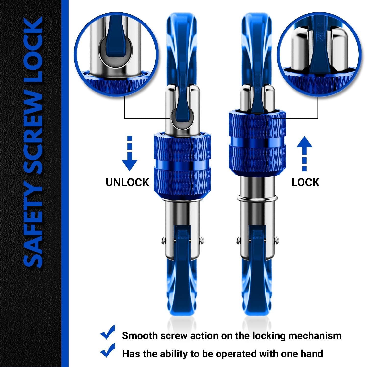12kN Heavy Duty Carabiner Clips | 2697 lbs Capacity, For Pets, Outdoor, Camping, Hiking, Hammock, Dog Leash Harness, Keychains