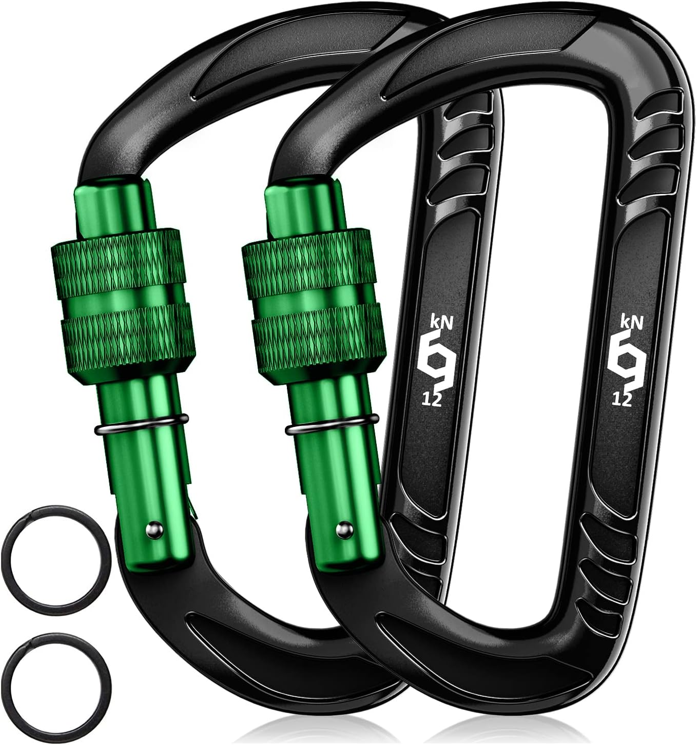 12kN Heavy Duty Carabiner Clips | 2697 lbs Capacity, For Pets, Outdoor, Camping, Hiking, Hammock, Dog Leash Harness, Keychains