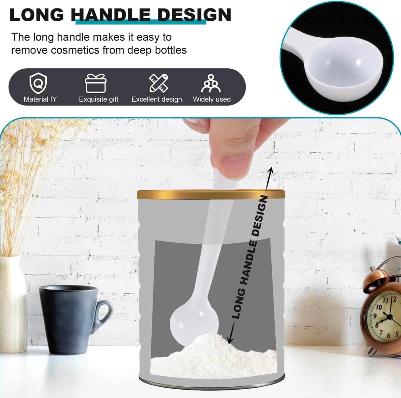 1 g Micro Measuring Spoons, White Plastic Powder Scoops | White 1 g Long-Handle Spoons Help Measure Small Amounts in Jars, Bottles, Spice Containers and Cosmetic Powders
