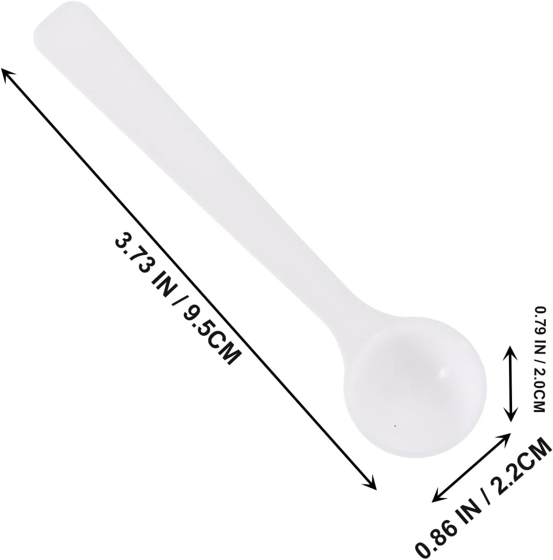 1 g Micro Measuring Spoons, White Plastic Powder Scoops | White 1 g Long-Handle Spoons Help Measure Small Amounts in Jars, Bottles, Spice Containers and Cosmetic Powders