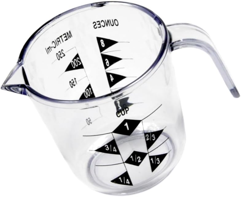 1 Cup Plastic Measuring Cup with Handle - Durable - Easy to Read - US and Metric - Dishwasher Safe - Great for Liquid, Rice, Coffee, Dog Food, Soap, Oil, and More