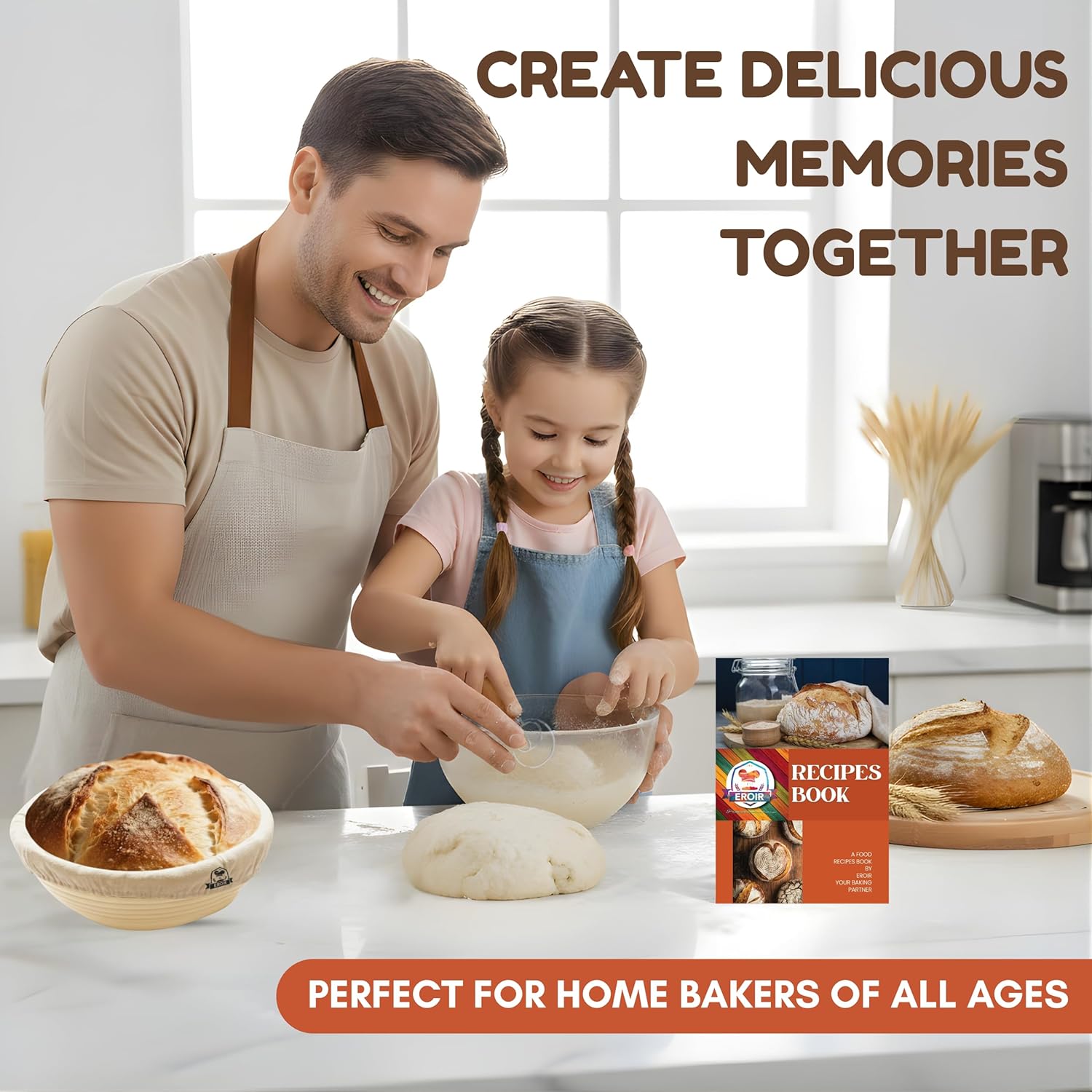 13" Danish Dough Whisk Bread Lame Bowl Scraper Set - Dutch Sourdough Whisk Double Eye, Dough Scraper, Bread Scorer with 10 Blades and Leather Cover