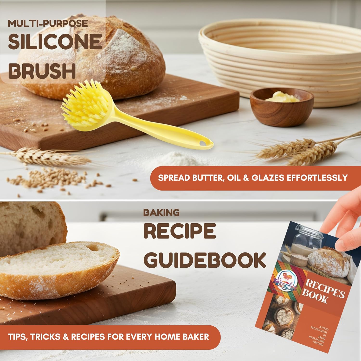 13" Danish Dough Whisk Bread Lame Bowl Scraper Set - Dutch Sourdough Whisk Double Eye, Dough Scraper, Bread Scorer with 10 Blades and Leather Cover