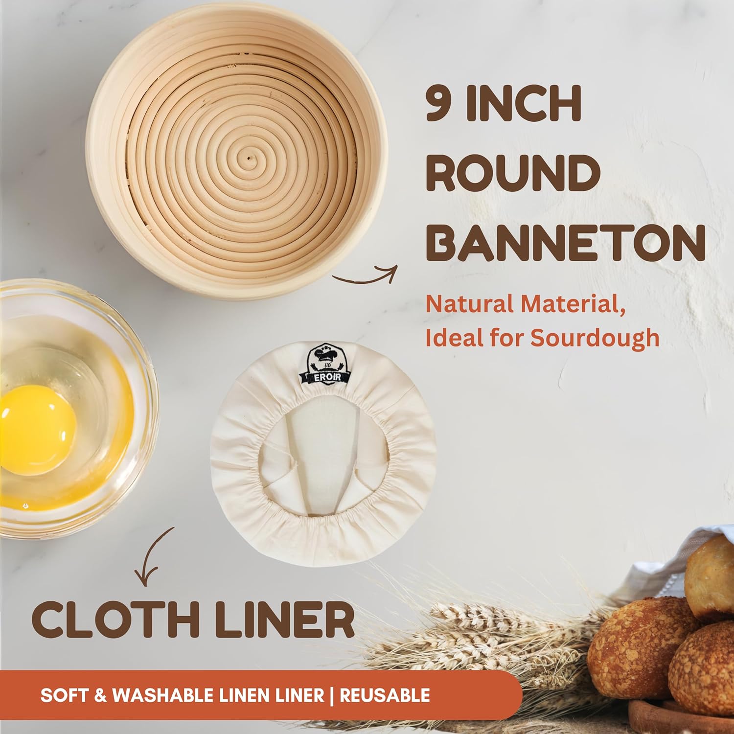 13" Danish Dough Whisk Bread Lame Bowl Scraper Set - Dutch Sourdough Whisk Double Eye, Dough Scraper, Bread Scorer with 10 Blades and Leather Cover