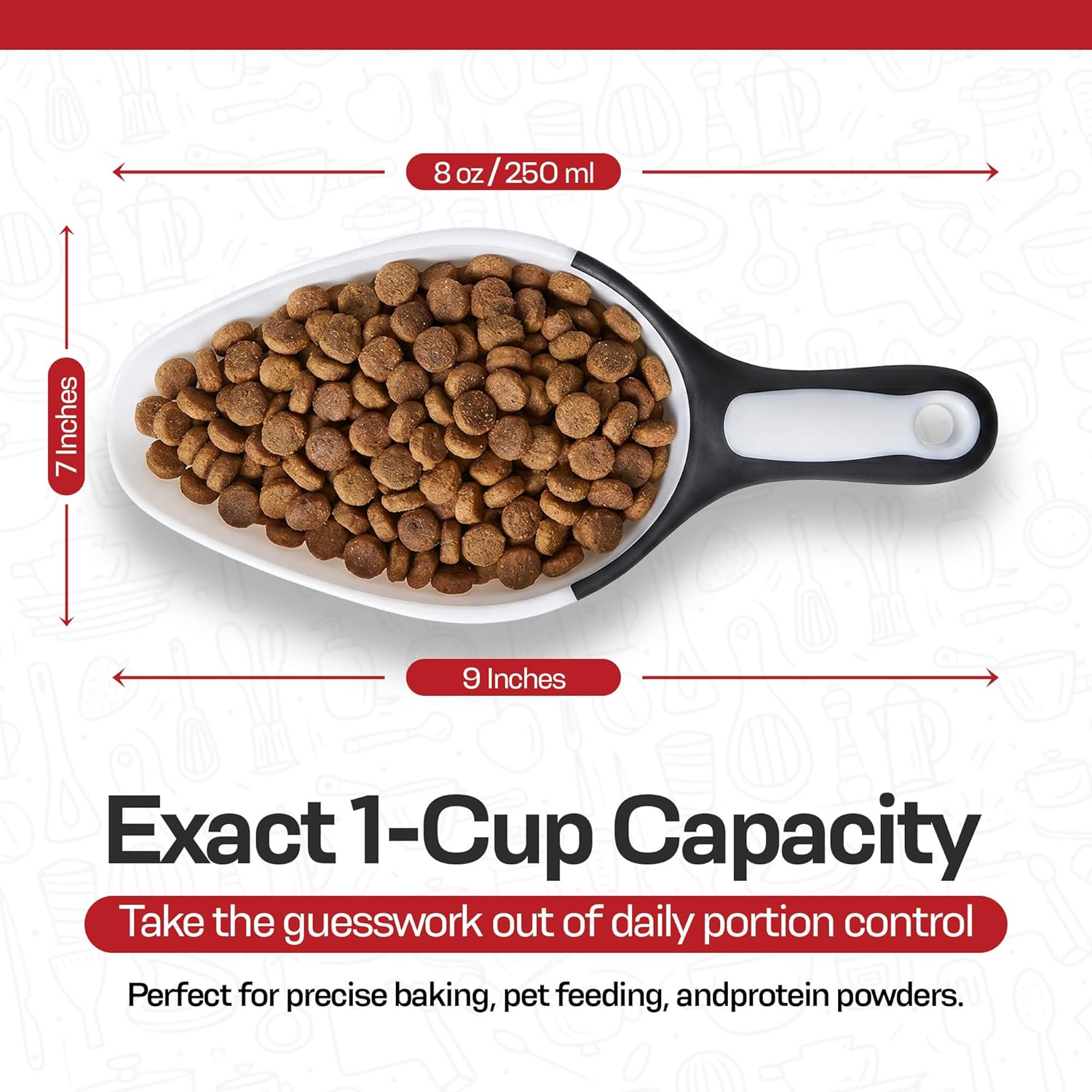 1-Cup Multipurpose Scoop – Flexible Funnel Tip for Spill-Free Pours – Heavy-Duty Ice Scoop for Freezer & Ice Machine – Dog Food Scoop & Flour Scoop for Canisters (1-Pack)
