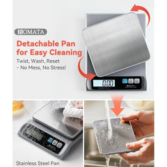 0.1g High Precision Food Scale, Kitchen Scale with Removable Pan | 13lb, Stainless Steel Pan, Backlit LCD Display, Digital Scale for Cooking, Baking B621 Grey