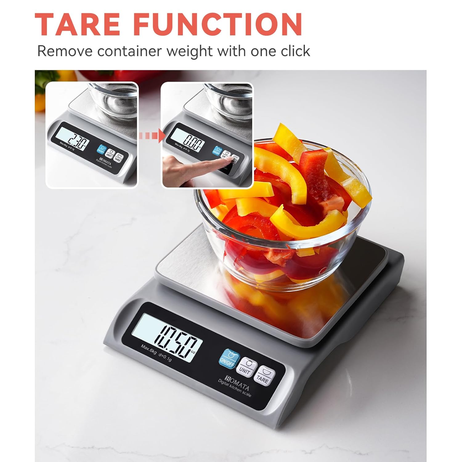 0.1g High Precision Food Scale, Kitchen Scale with Removable Pan | 13lb, Stainless Steel Pan, Backlit LCD Display, Digital Scale for Cooking, Baking B621 Grey