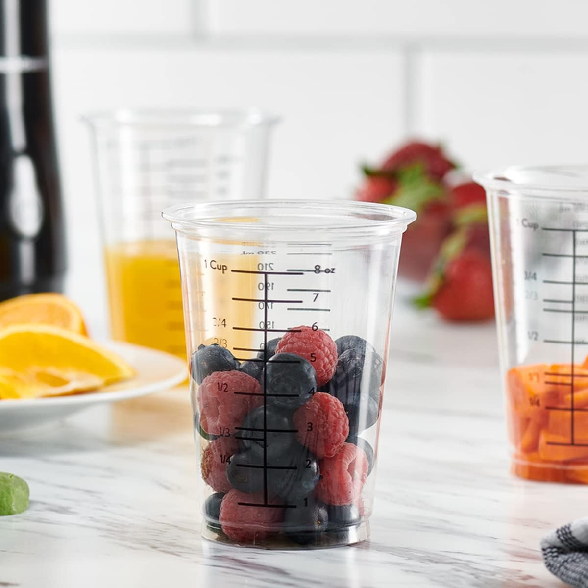10 oz Clear Plastic Measuring Cups 50 Count Disposable Multipurpose Cups for Baking, Cooking, Resin & Mixing (Formerly Comfy Package)