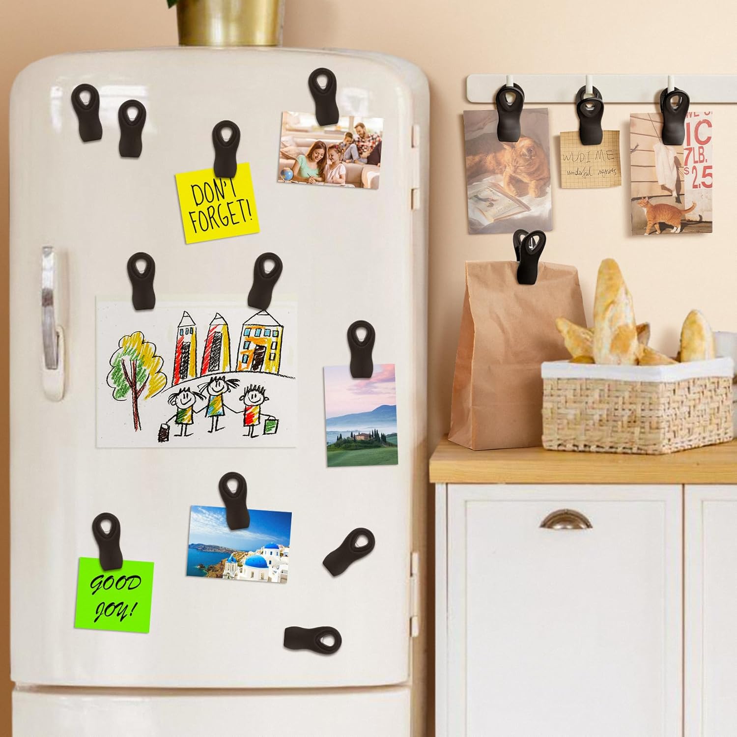 10PCS Magnetic Chip Clips Airtight Seal Reusable Black Bag Clips for Food Storage Heavy Duty Plastic Food Clip for Refrigerator,Fridge,Snack, Kitchen,Bread Bag,Garden,Clothes Pins,Home Decor