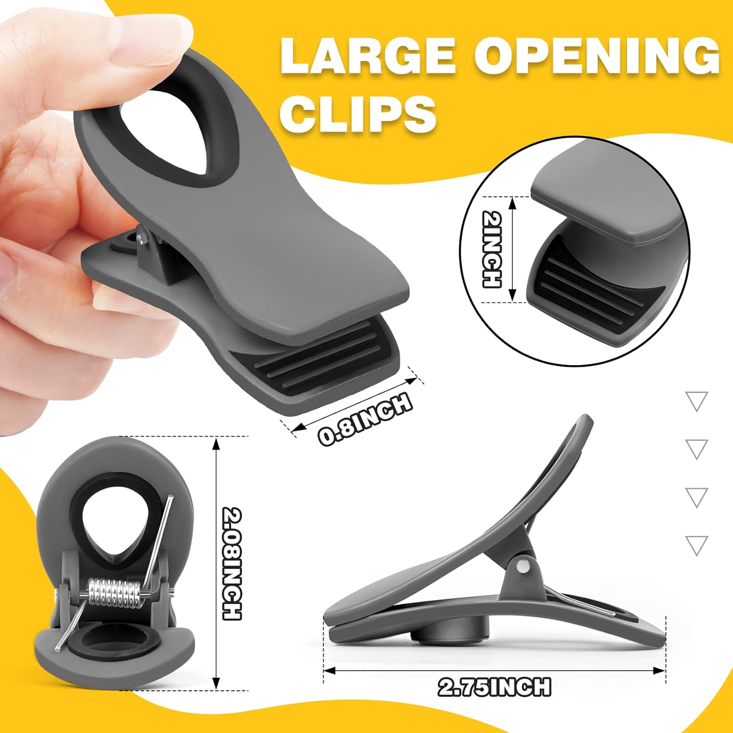 10PCS Magnetic Chip Clips Airtight Seal Reusable Black Bag Clips for Food Storage Heavy Duty Plastic Food Clip for Refrigerator,Fridge,Snack, Kitchen,Bread Bag,Garden,Clothes Pins,Home Decor