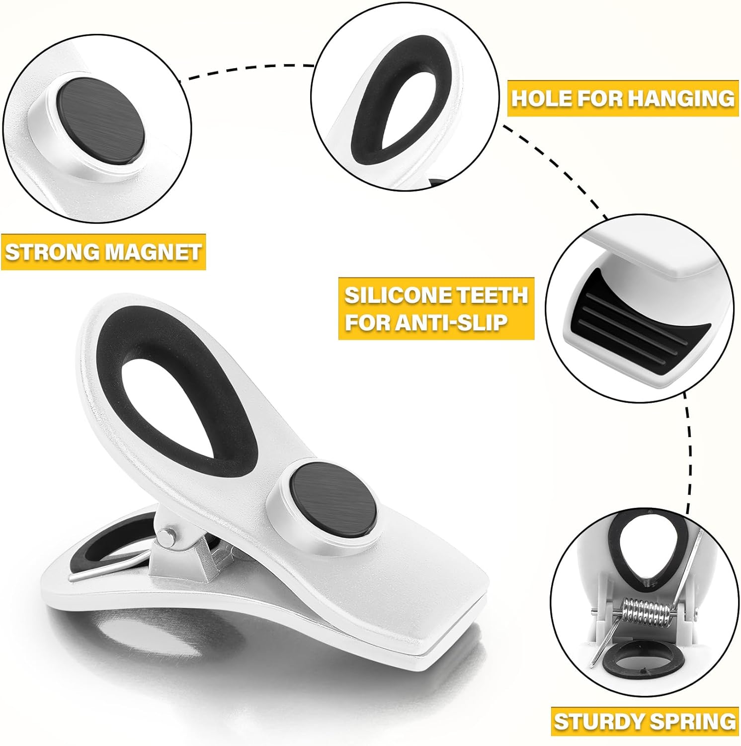 10PCS Magnetic Chip Clips Airtight Seal Reusable Black Bag Clips for Food Storage Heavy Duty Plastic Food Clip for Refrigerator,Fridge,Snack, Kitchen,Bread Bag,Garden,Clothes Pins,Home Decor