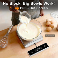 11lb/5kg Digital Kitchen Scale, 1g/0.01oz Pull-Out Display | Stainless Steel Platform, Auto-Shutoff, Tare, 6 Units, for Baking, Cooking, Food Scale, Weight Loss, Keto & Meal Prep