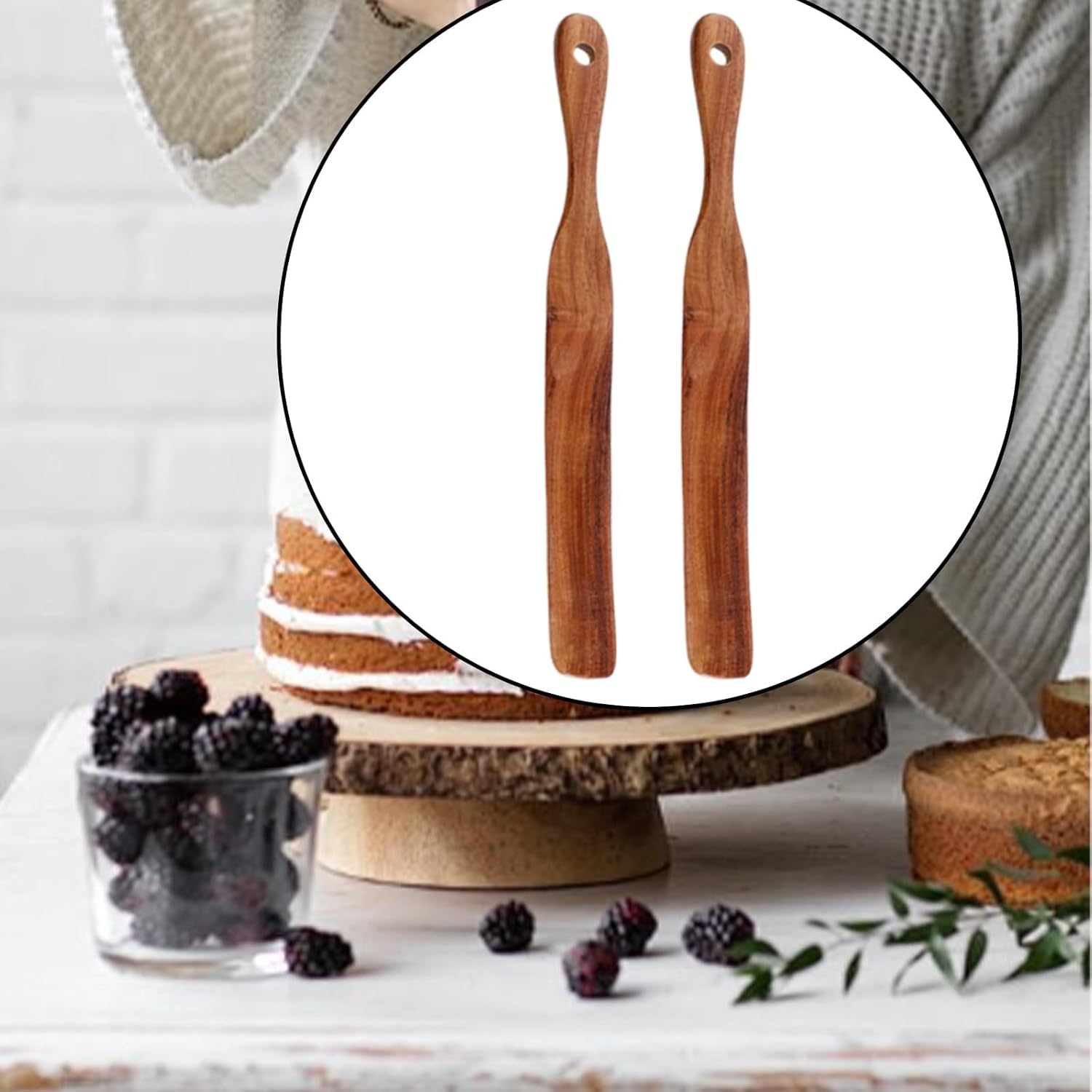 11Inch Wooden Spurtle Spatula for Baking, Sourdough Mixer and Jar Scraping - Food Grade Narrow Mouth Stirring Stick, Dough Whisk, Bowl Scraper Utensil