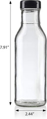 12 oz Professional Clear Glass Thick Wall Sauce Bottle with Drip Resistant Flip Top Cap (4 Pack) for BBQ Sauce, Salad Dressings, more