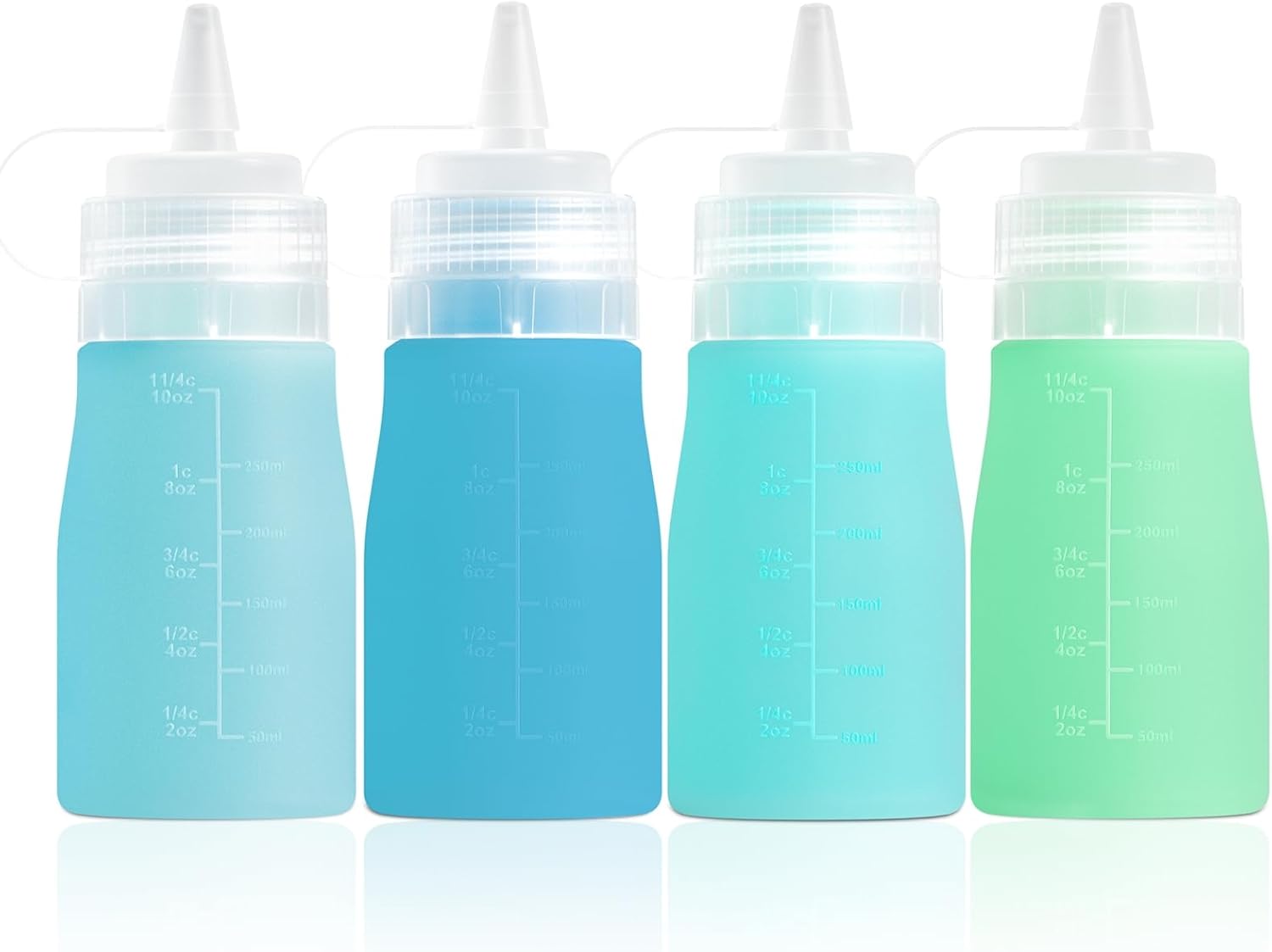 12oz Silicone Squeeze Bottles for Sauces & Oil, 4 Pack, Pink | Leak Proof Condiment Containers, Interchangeable Extra Lid, Food Grade, BPA Free Easy Squeeze for Honey, Ketchup & Dressing