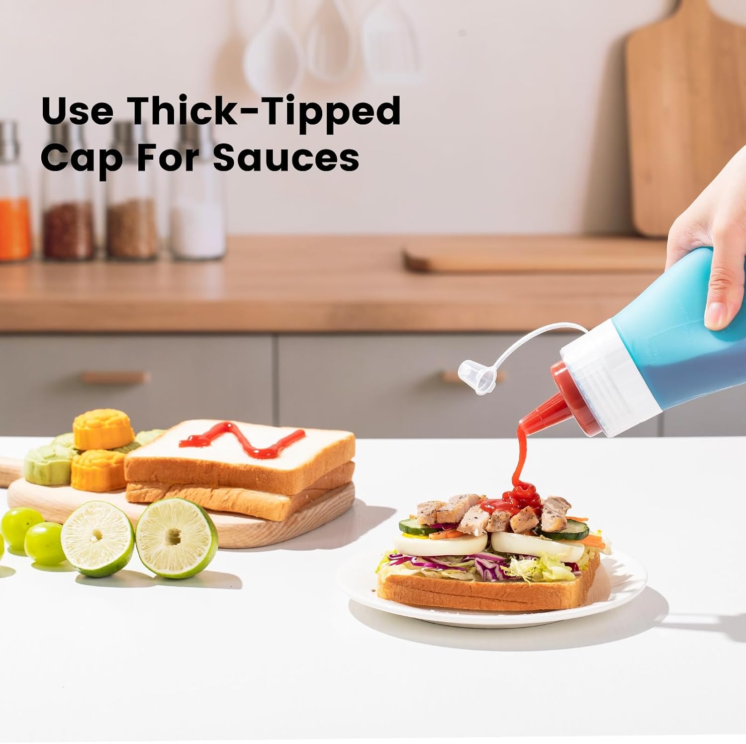 12oz Silicone Squeeze Bottles for Sauces & Oil, 4 Pack, Pink | Leak Proof Condiment Containers, Interchangeable Extra Lid, Food Grade, BPA Free Easy Squeeze for Honey, Ketchup & Dressing
