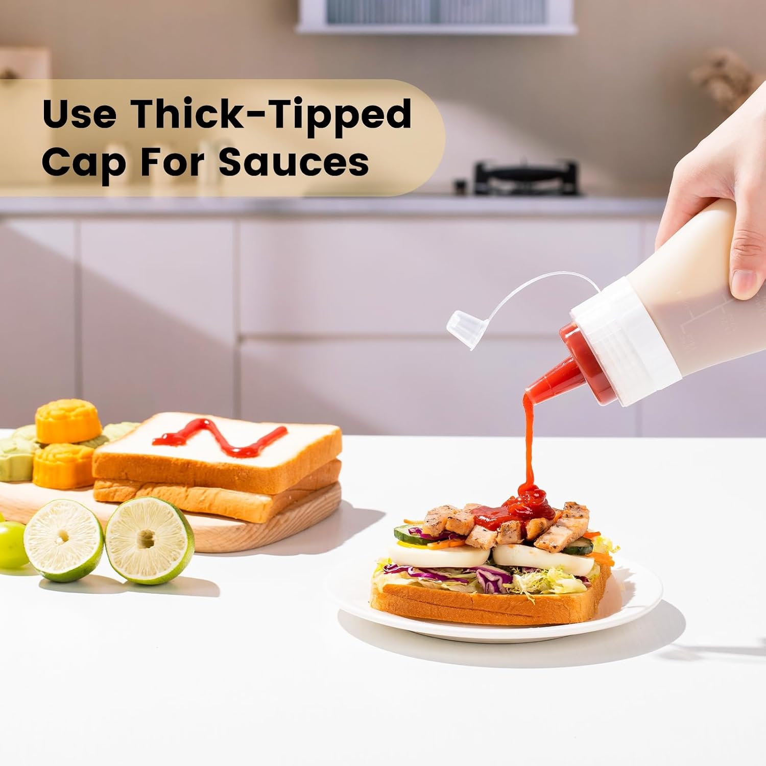 12oz Silicone Squeeze Bottles for Sauces & Oil, 4 Pack, Pink | Leak Proof Condiment Containers, Interchangeable Extra Lid, Food Grade, BPA Free Easy Squeeze for Honey, Ketchup & Dressing