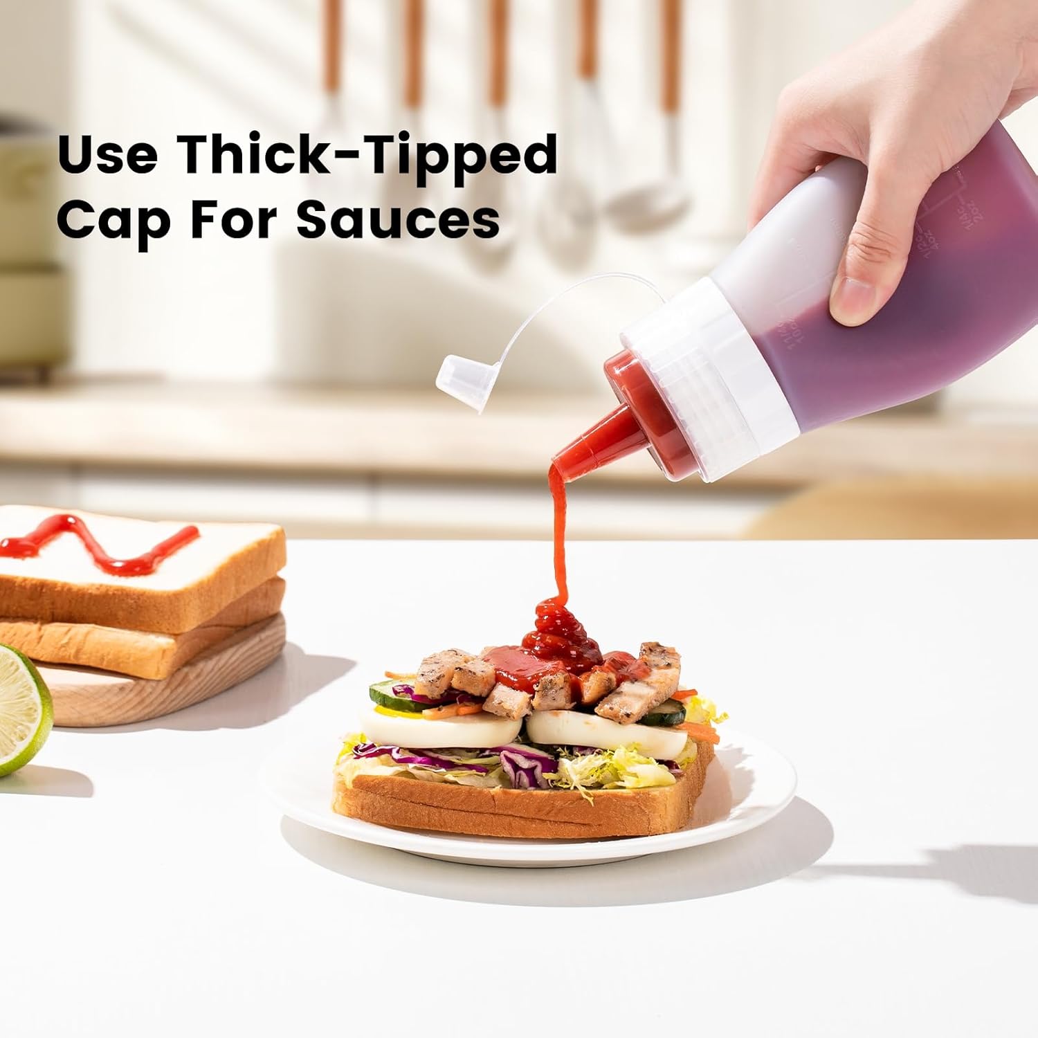 12oz Silicone Squeeze Bottles for Sauces & Oil, 4 Pack, Pink | Leak Proof Condiment Containers, Interchangeable Extra Lid, Food Grade, BPA Free Easy Squeeze for Honey, Ketchup & Dressing