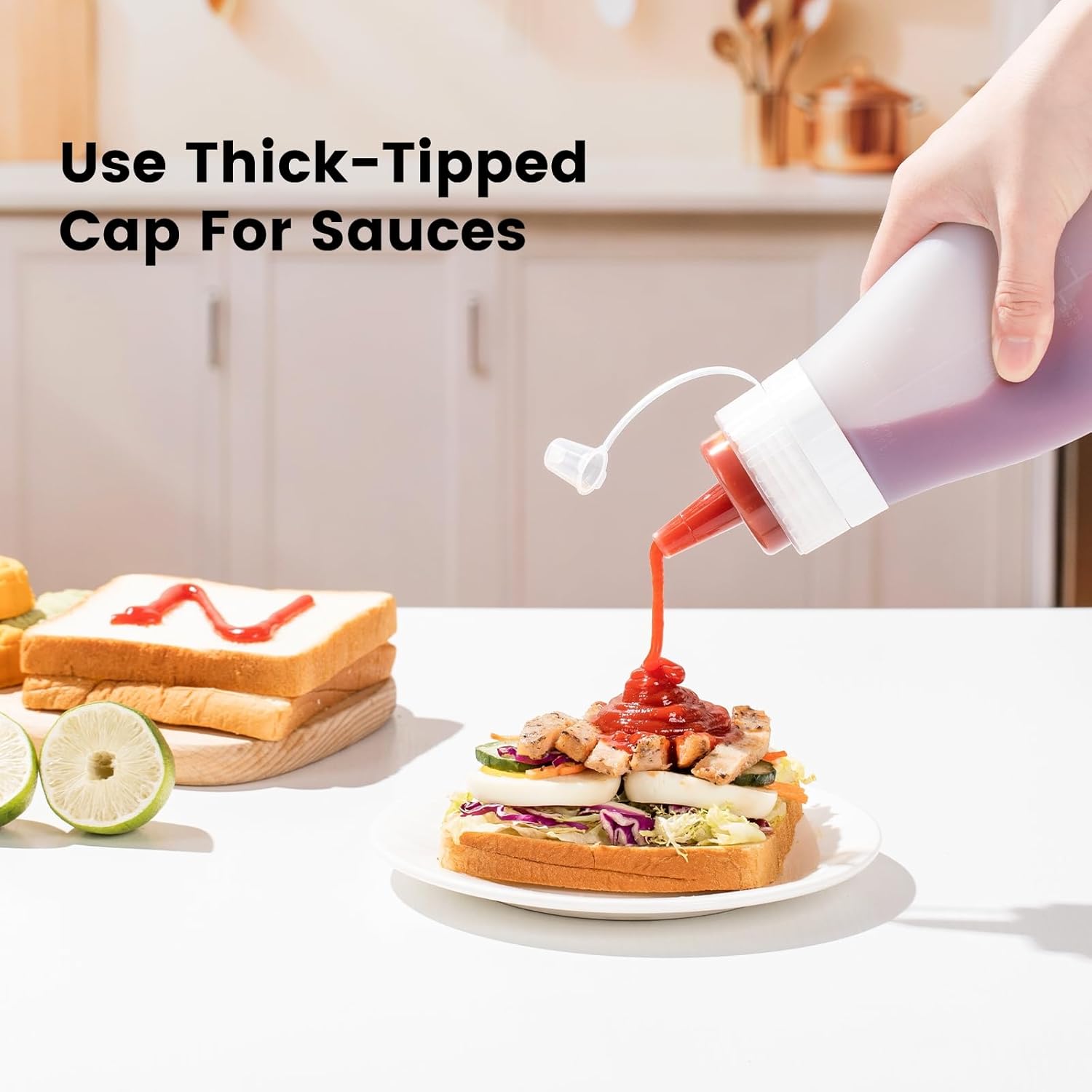 12oz Silicone Squeeze Bottles for Sauces & Oil, 4 Pack, Pink | Leak Proof Condiment Containers, Interchangeable Extra Lid, Food Grade, BPA Free Easy Squeeze for Honey, Ketchup & Dressing