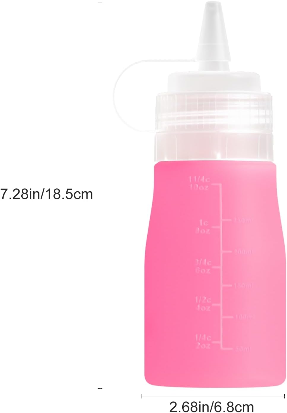 12oz Silicone Squeeze Bottles for Sauces & Oil, 4 Pack, Pink | Leak Proof Condiment Containers, Interchangeable Extra Lid, Food Grade, BPA Free Easy Squeeze for Honey, Ketchup & Dressing