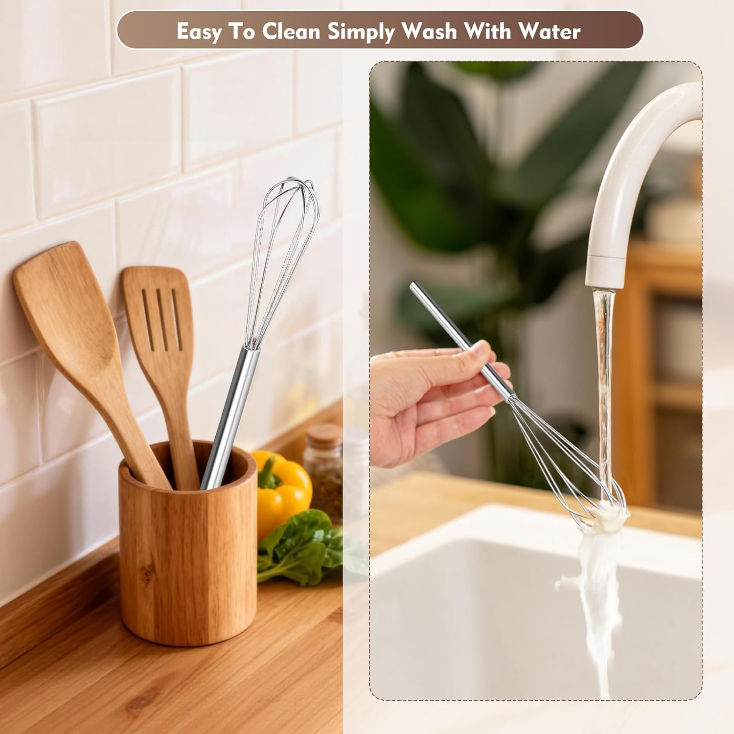 10 Inch Mini Whisk, 304 Anti-Rust Stainless Steel Small Whisks | Durable Small Whisks for Cooking,Baking, Mixing Ingredients & Deep Containers (1 Piece)
