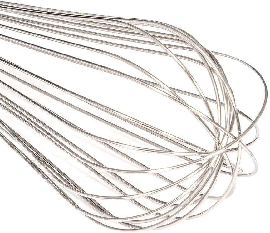 14" Stainless Steel Piano Wire Whip- Thin Flexible Wire Whisk for Whisking Cooking Beating Blending Stirring Ingredients Mixing Sauces Baking Tools Cake Bread Pizza Pastry Biscuits