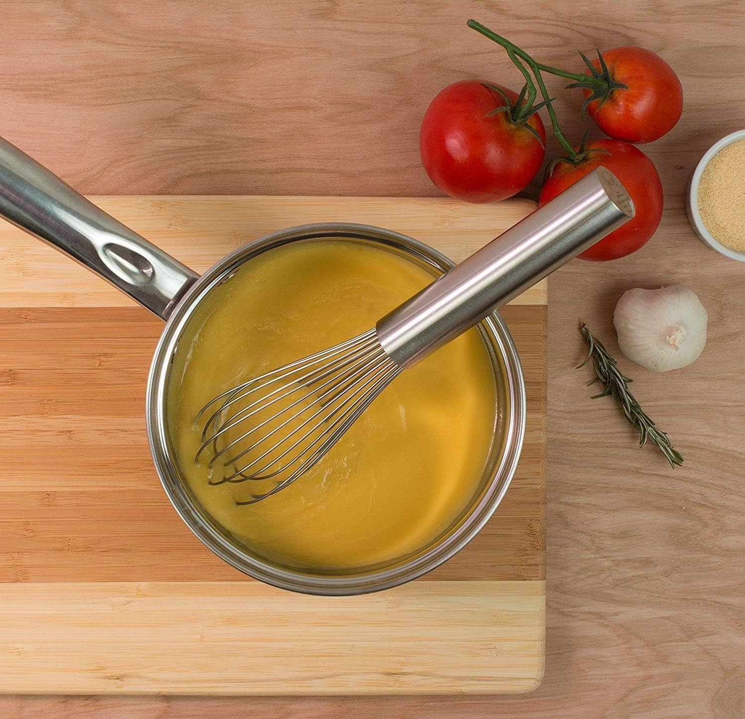 14" Stainless Steel Piano Wire Whip- Thin Flexible Wire Whisk for Whisking Cooking Beating Blending Stirring Ingredients Mixing Sauces Baking Tools Cake Bread Pizza Pastry Biscuits