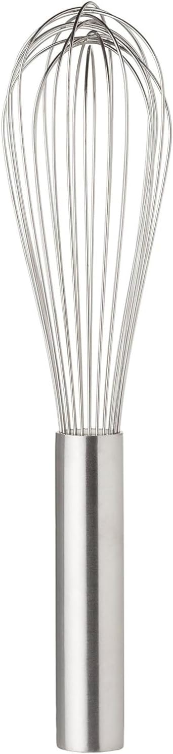14" Stainless Steel Piano Wire Whip- Thin Flexible Wire Whisk for Whisking Cooking Beating Blending Stirring Ingredients Mixing Sauces Baking Tools Cake Bread Pizza Pastry Biscuits