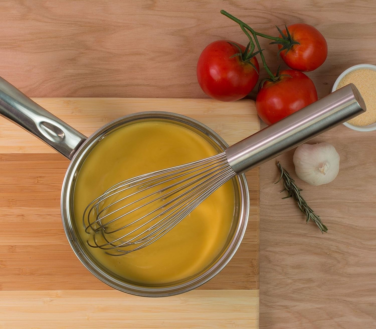 14" Stainless Steel Piano Wire Whip- Thin Flexible Wire Whisk for Whisking Cooking Beating Blending Stirring Ingredients Mixing Sauces Baking Tools Cake Bread Pizza Pastry Biscuits