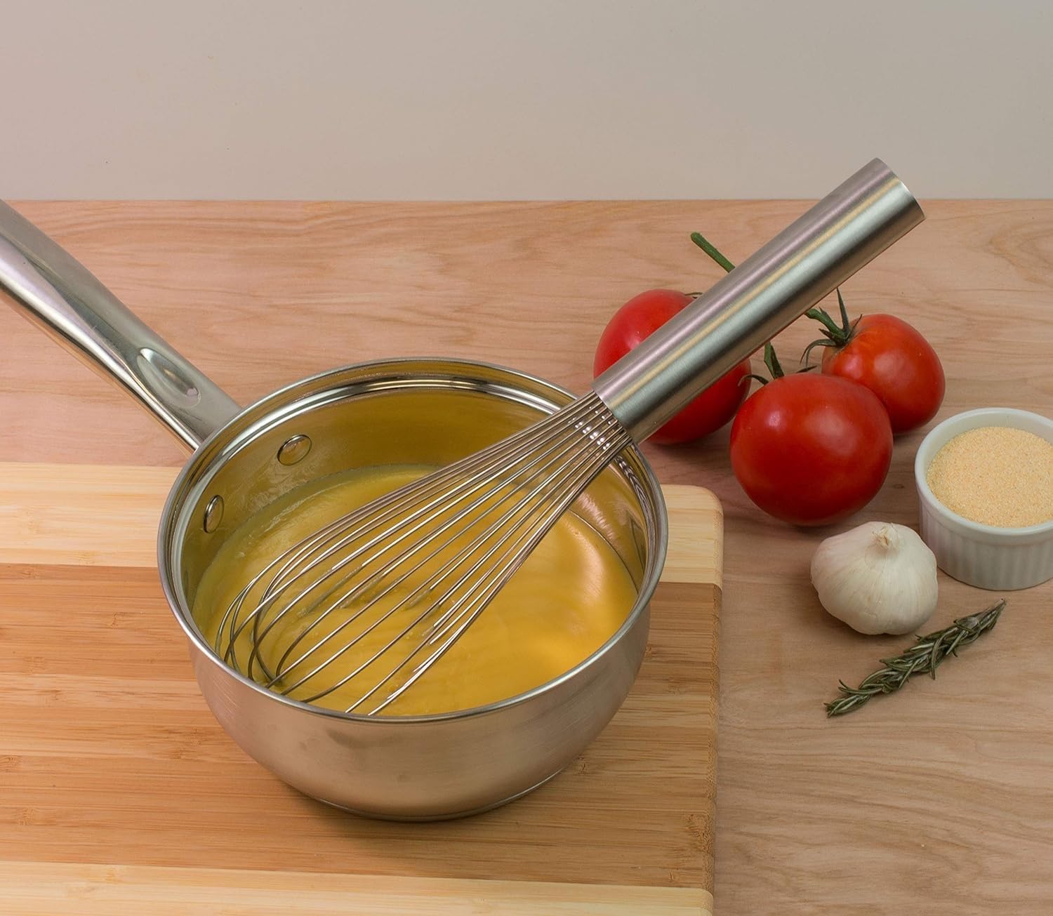 14" Stainless Steel Piano Wire Whip- Thin Flexible Wire Whisk for Whisking Cooking Beating Blending Stirring Ingredients Mixing Sauces Baking Tools Cake Bread Pizza Pastry Biscuits