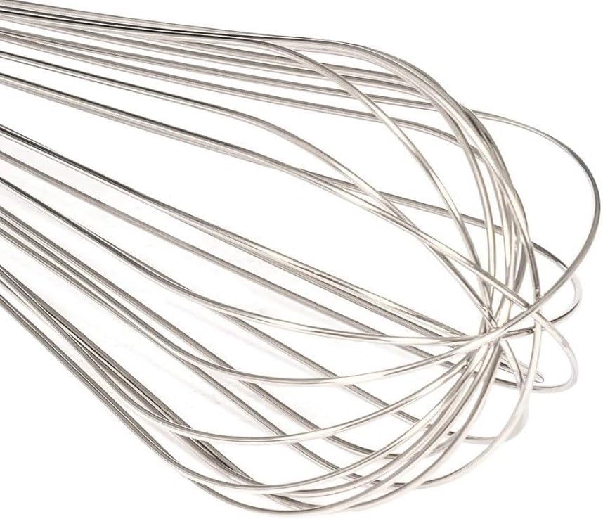 14" Stainless Steel Piano Wire Whip- Thin Flexible Wire Whisk for Whisking Cooking Beating Blending Stirring Ingredients Mixing Sauces Baking Tools Cake Bread Pizza Pastry Biscuits