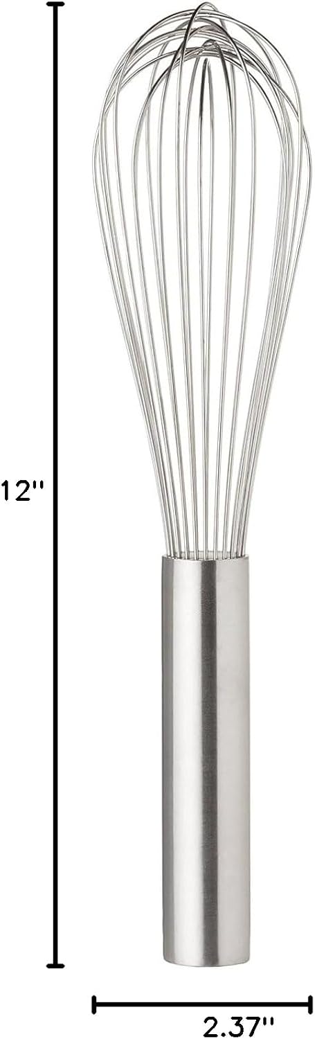 14" Stainless Steel Piano Wire Whip- Thin Flexible Wire Whisk for Whisking Cooking Beating Blending Stirring Ingredients Mixing Sauces Baking Tools Cake Bread Pizza Pastry Biscuits