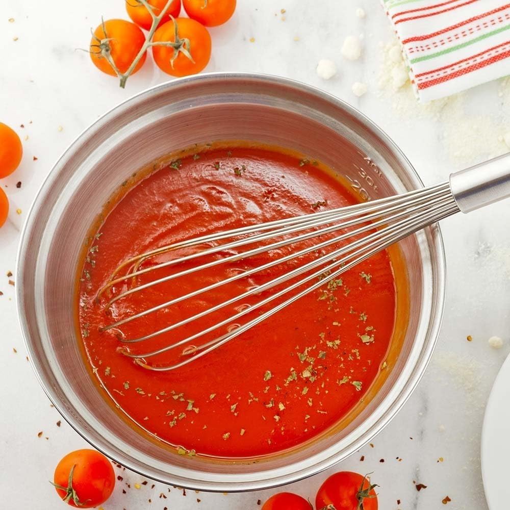 14" Stainless Steel Piano Wire Whip- Thin Flexible Wire Whisk for Whisking Cooking Beating Blending Stirring Ingredients Mixing Sauces Baking Tools Cake Bread Pizza Pastry Biscuits