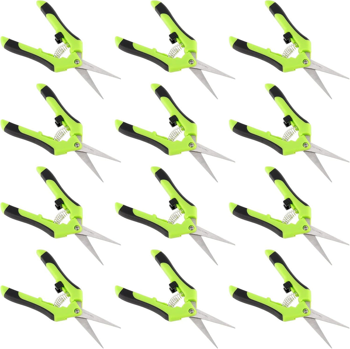 12 Pack 6.5 Inches Green Micro Tip Pruning Snips, Bud Trimming Scissors with Straight Tip Stainless Steel Blades, Gardening Hand Pruning Shears for Trimming Herb Plants Flowers Bonsai