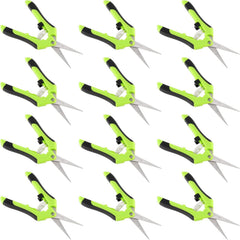 12 Pack 6.5 Inches Green Micro Tip Pruning Snips, Bud Trimming Scissors with Straight Tip Stainless Steel Blades, Gardening Hand Pruning Shears for Trimming Herb Plants Flowers Bonsai